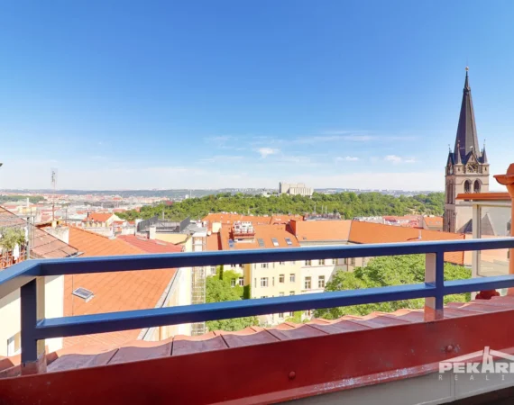 Výhled z terasy v bytě Bořivojova